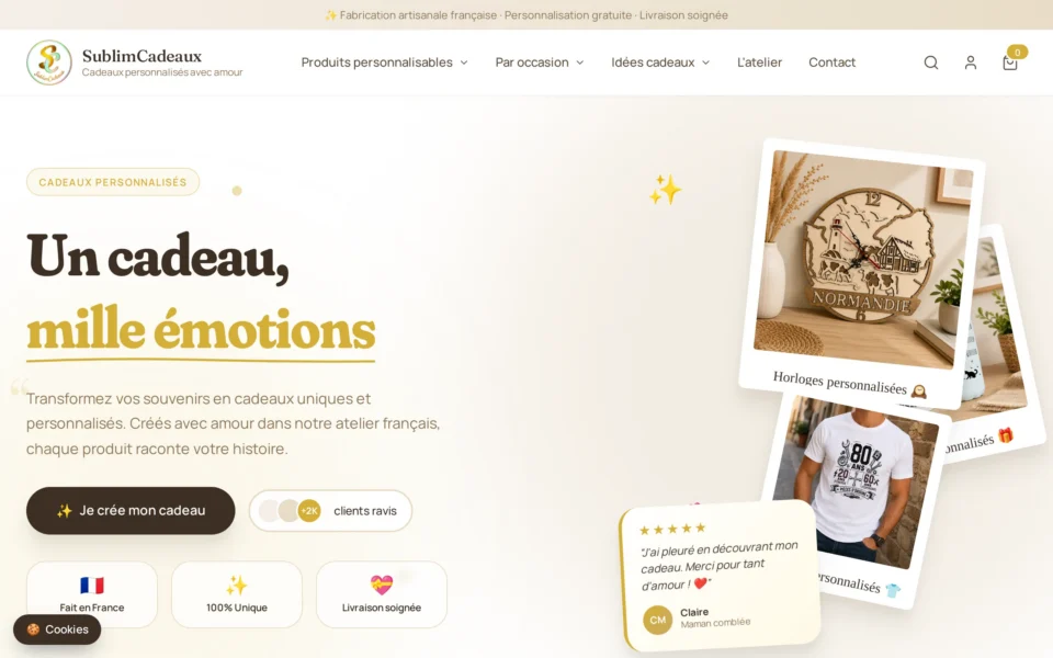 Aperçu du site SublimCadeaux