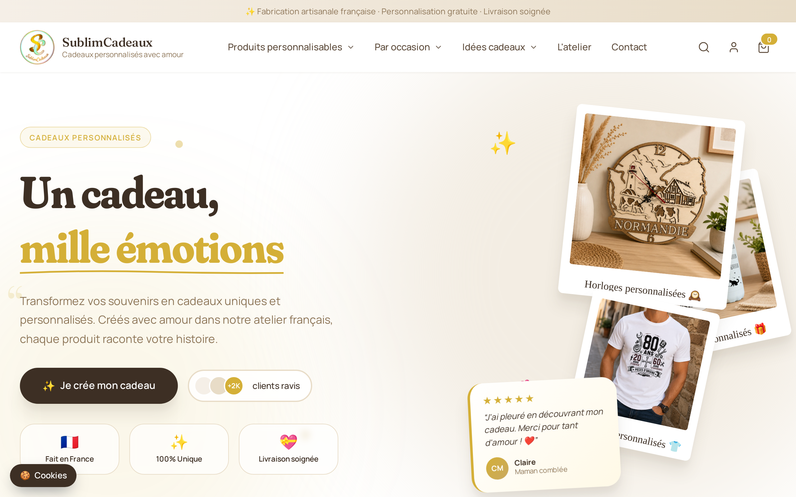 Aperçu du site SublimCadeaux